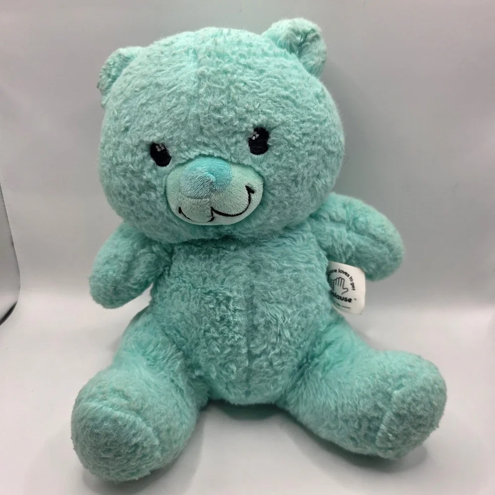 Applause Jazwares Bear Plush Teal Fuzzy Stuffed Animal 2023 6oz 9in